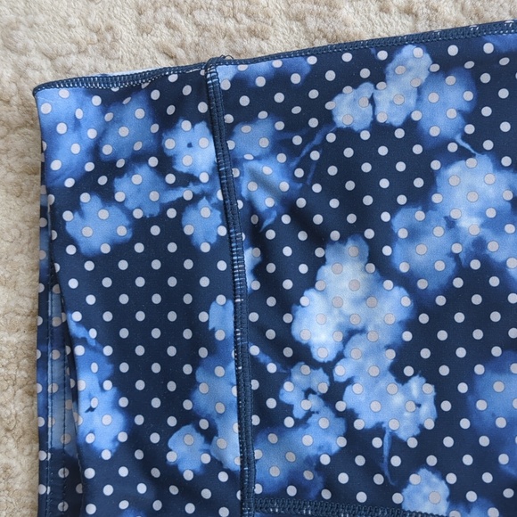 Inner Spirit Polka Dot Yoga Leggings S Blue White Pattern - Picture 5 of 15